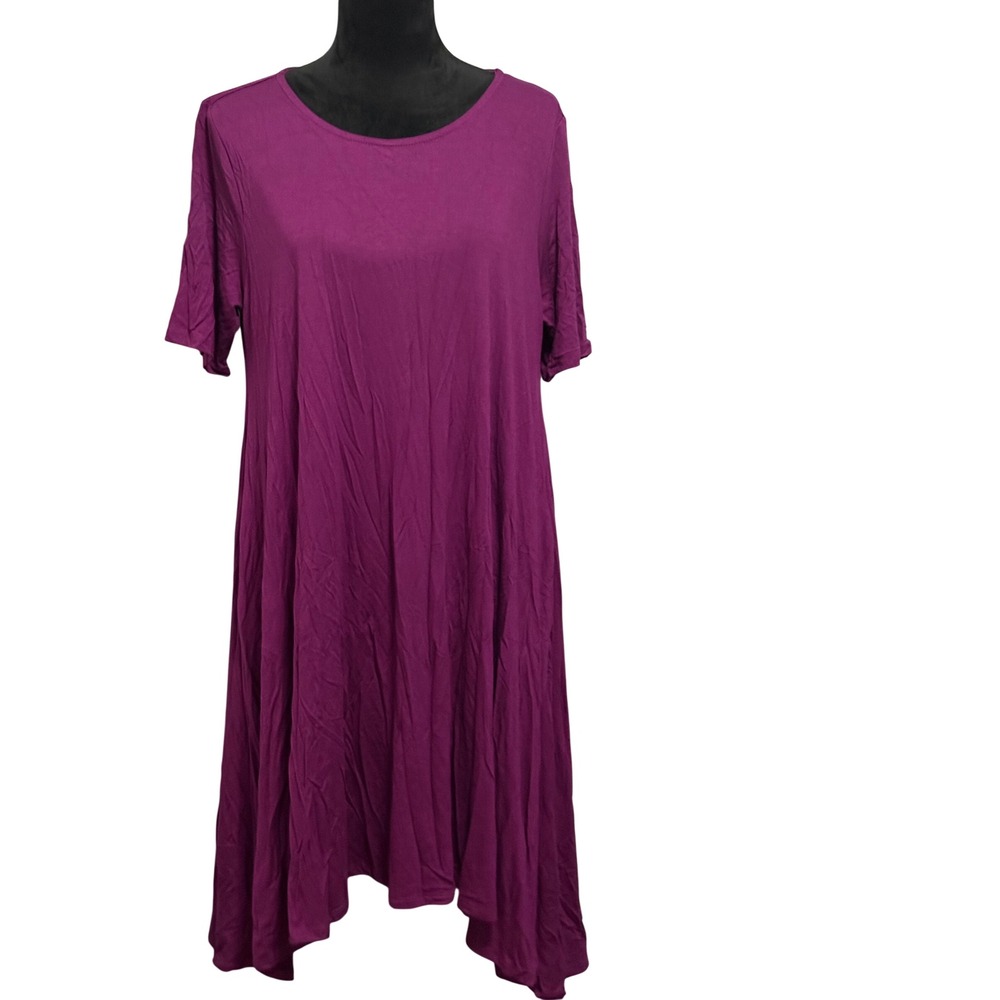 Agnes &‎ Dora Women's XL Purple Short Sleeve Swing T-Shirt Dress B2